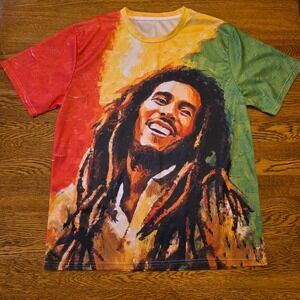 Men's Bob Marley Reggae All Over Print T Shirt Festival Music Graphic Tee